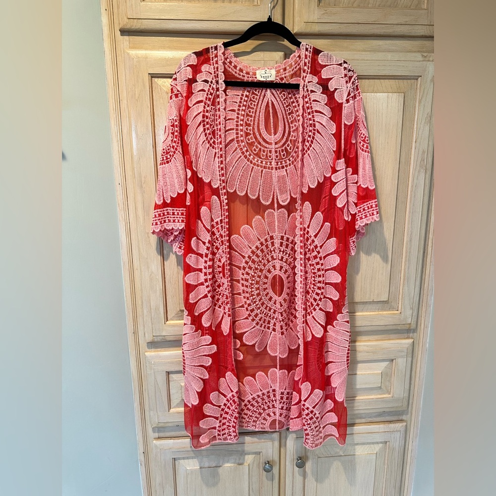 Elegant Red and Pink Maxi Dress